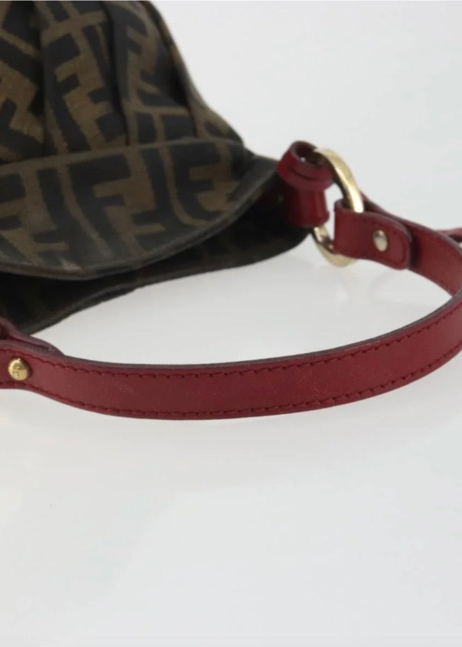 Fendi Zucca Canvas Hand Bag Brown Gold
