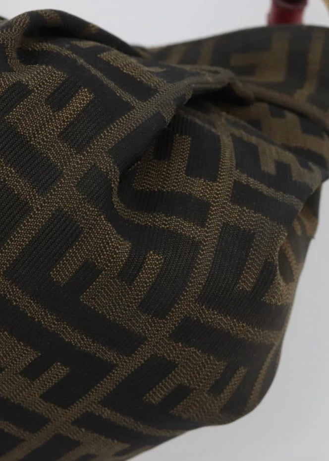 Fendi Zucca Canvas Hand Bag Brown Gold