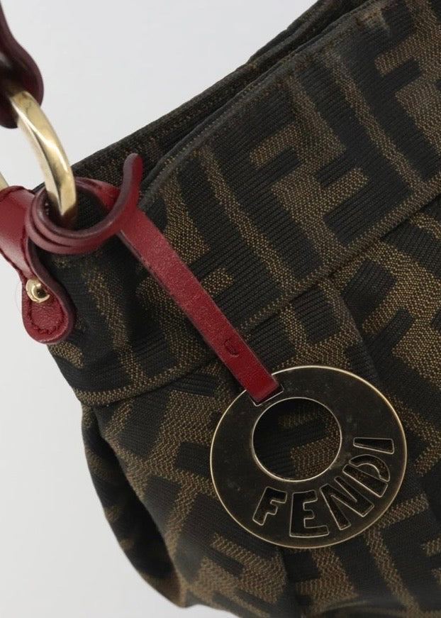 Fendi Zucca Canvas Hand Bag Brown Gold