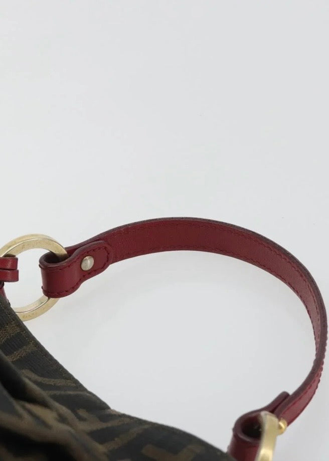 Fendi Zucca Canvas Hand Bag Brown Gold