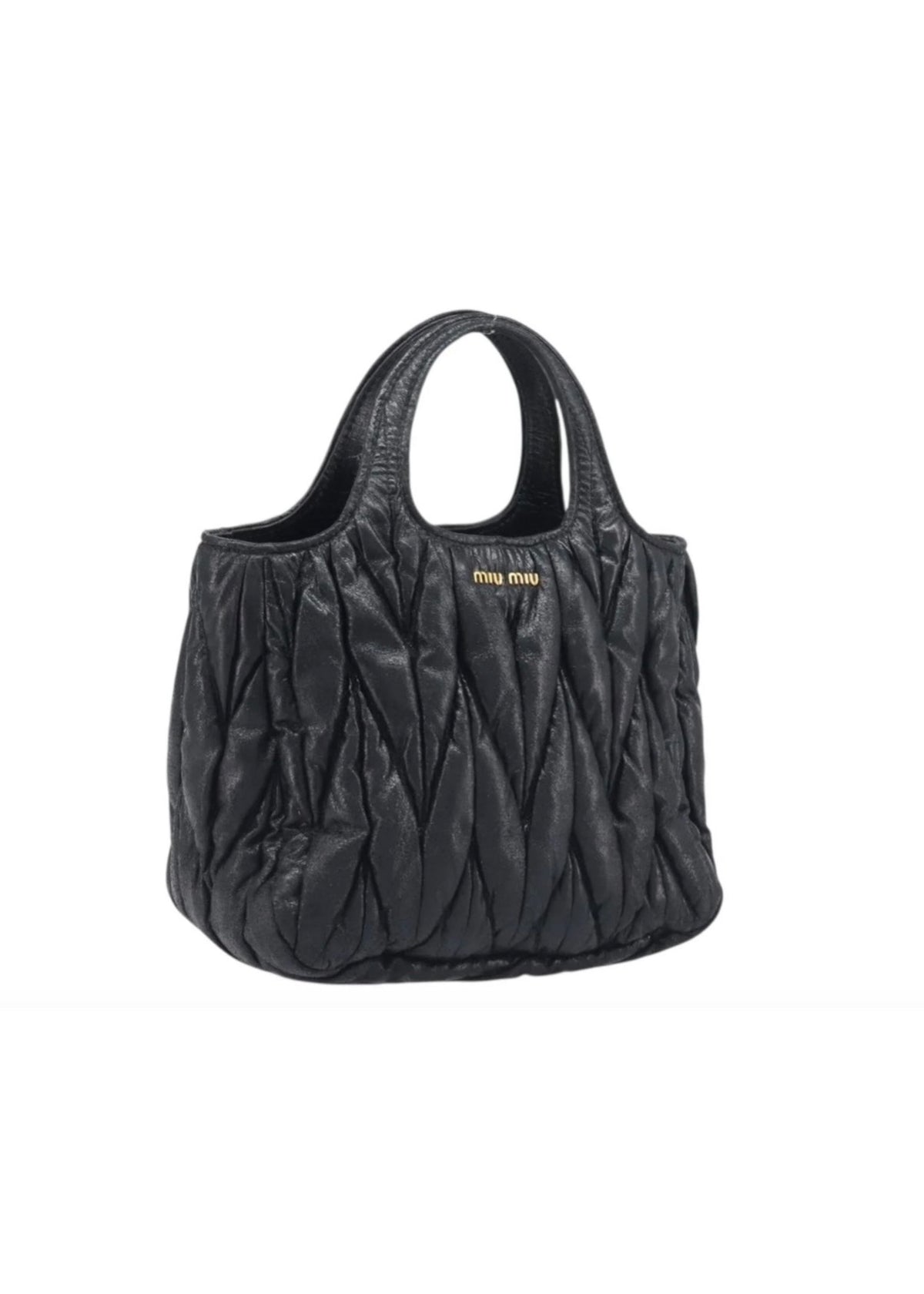 Miu Miu Matelasse Hand Bag Leather Black