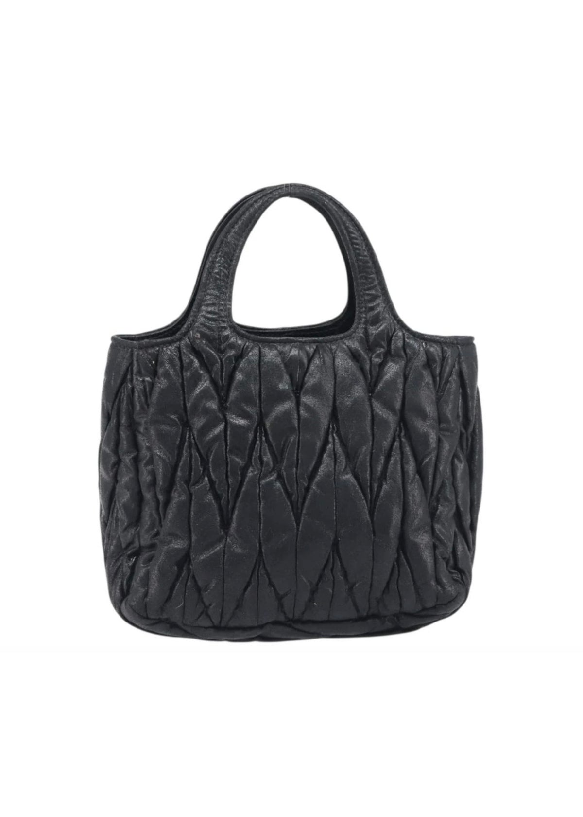Miu Miu Matelasse Hand Bag Leather Black