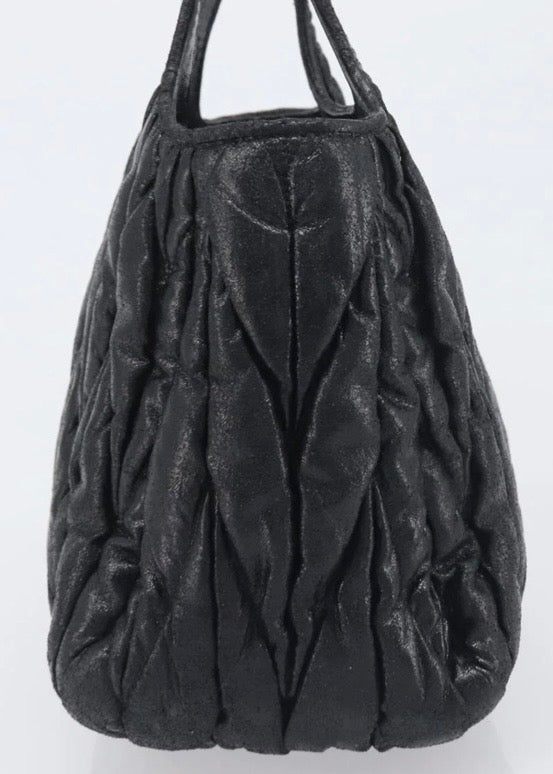 Miu Miu Matelasse Hand Bag Leather Black