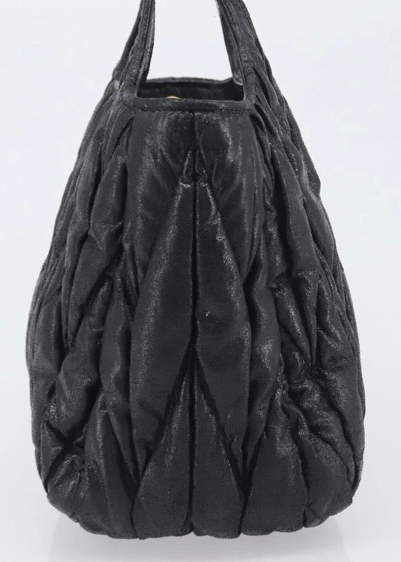 Miu Miu Matelasse Hand Bag Leather Black