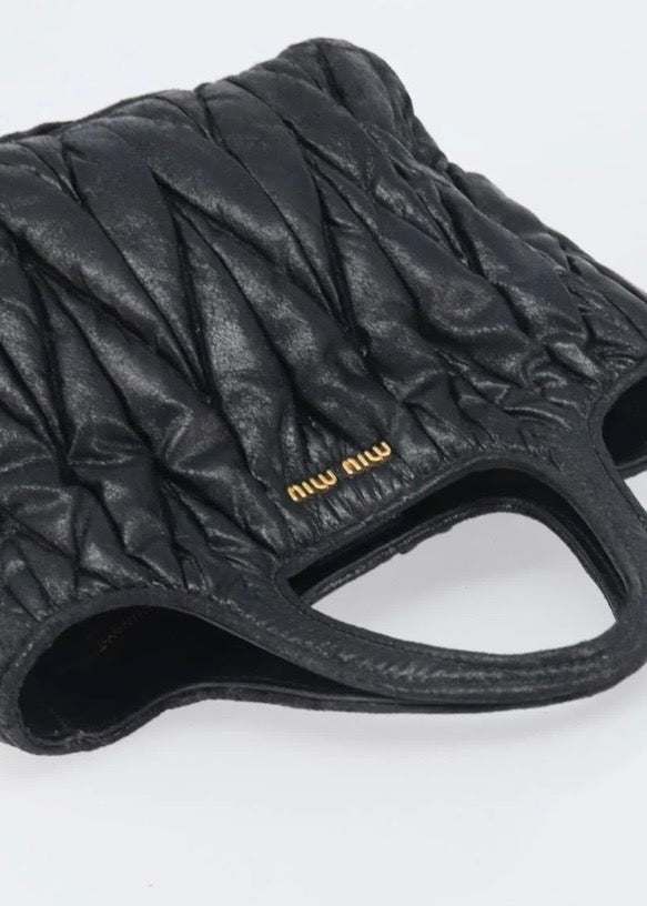 Miu Miu Matelasse Hand Bag Leather Black