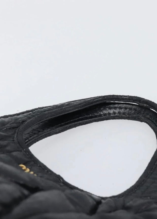 Miu Miu Matelasse Hand Bag Leather Black