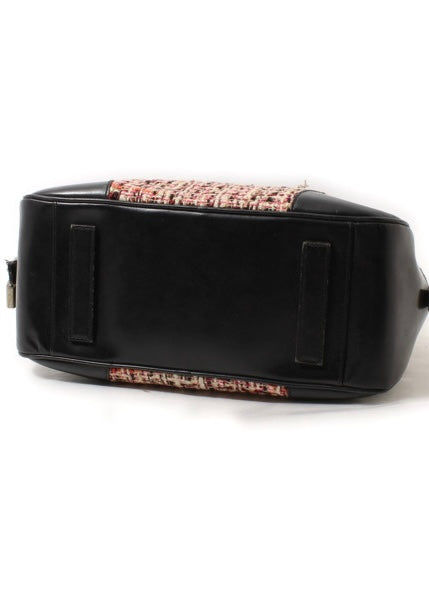 Prada Hand Bag Tweed Red Silver